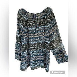 FADED GLORY FLORAL PLUS SIZE TUNIC TOP SIZE 1X 16W BLOUSE